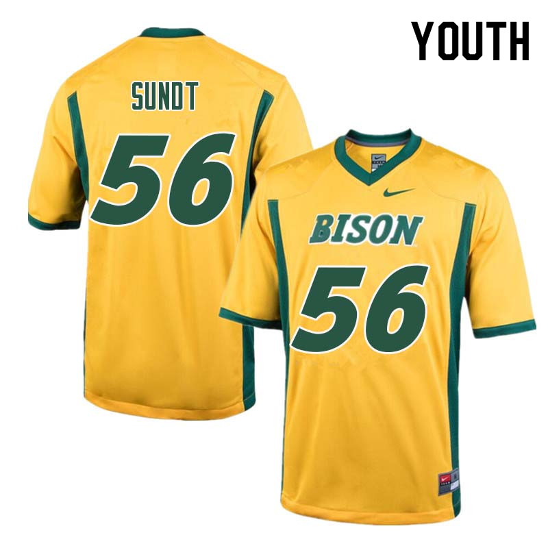 Youth #56 Tanner Sundt North Dakota State Bison College Football Jerseys Sale-Yellow - Click Image to Close